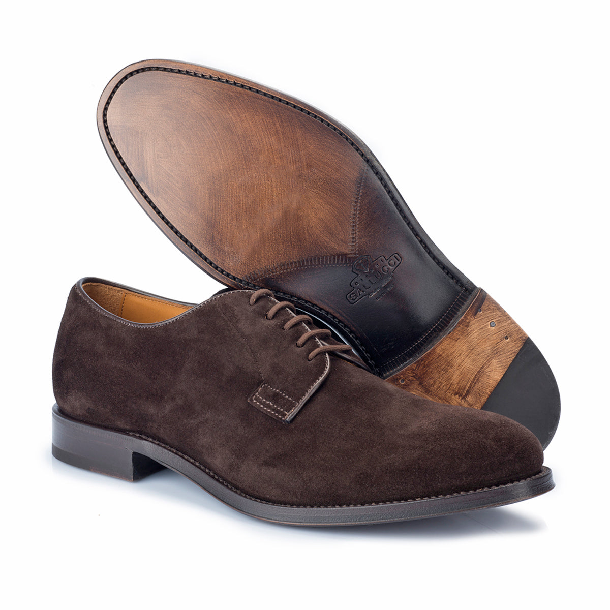 911 Alberto Derby <br> Calfskin Suede Dark Brown