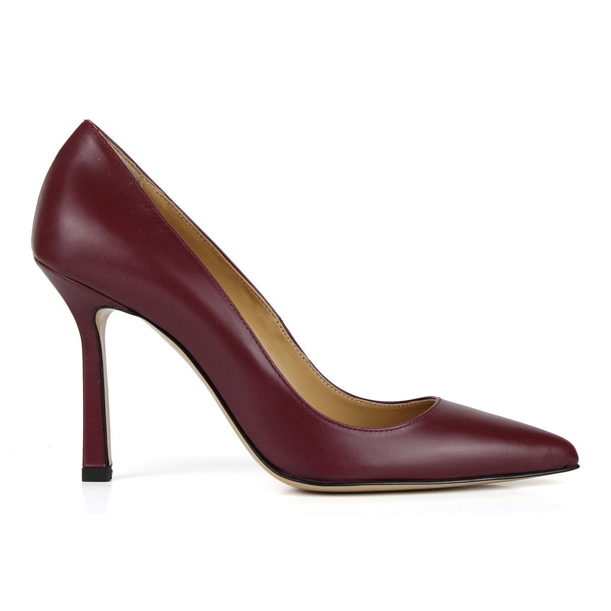 Décolleté in burgundy calfskin